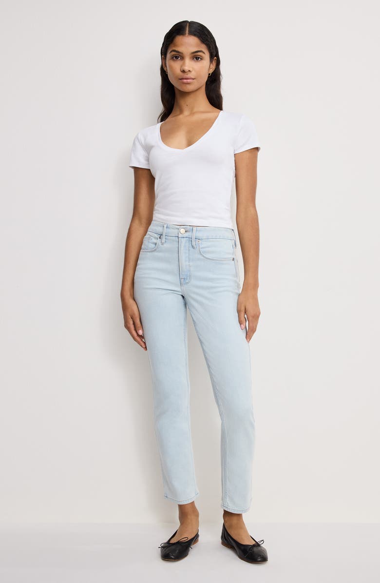 Good American Good Icon Ankle Straight Leg Jeans, Alternate, color, Indigo1124