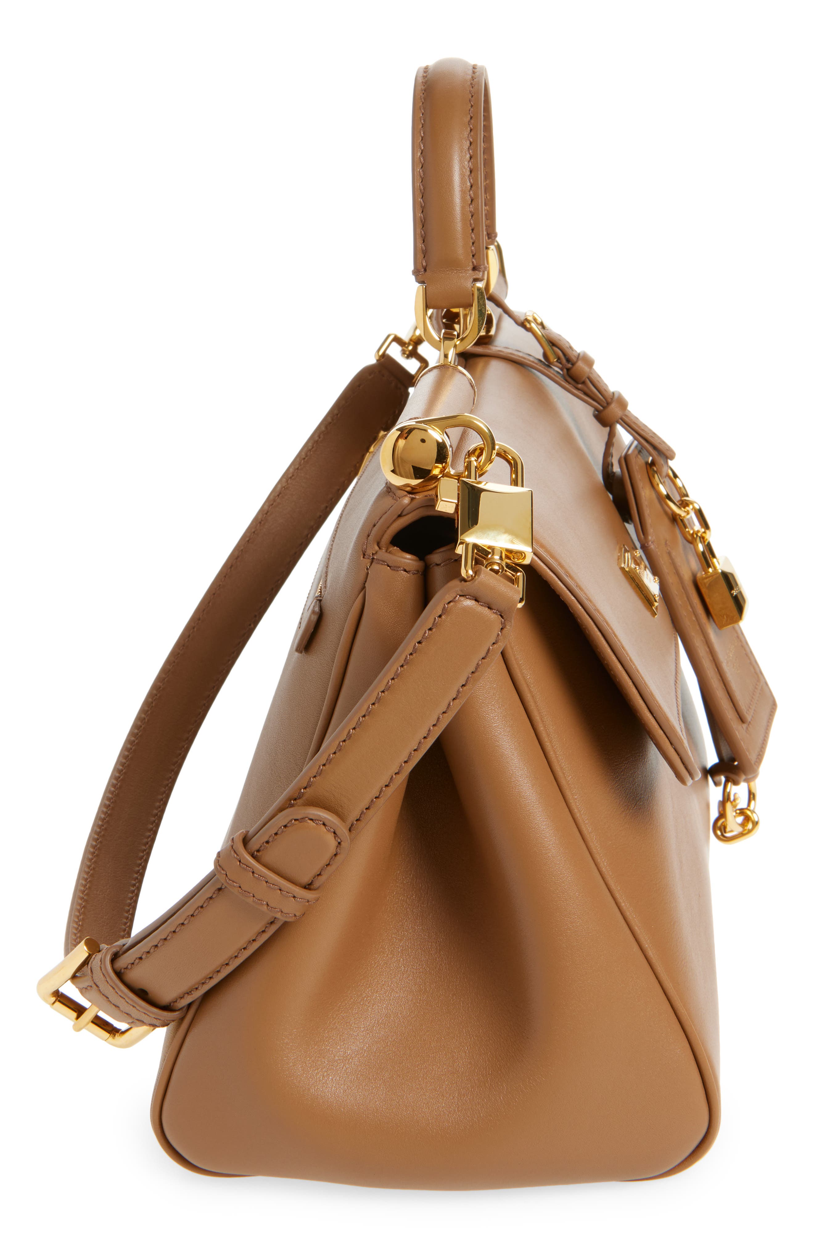 My Sicily East/West Plongé Leather Top Handle Bag, Alternate, color, 8Z093 CARAMELLO