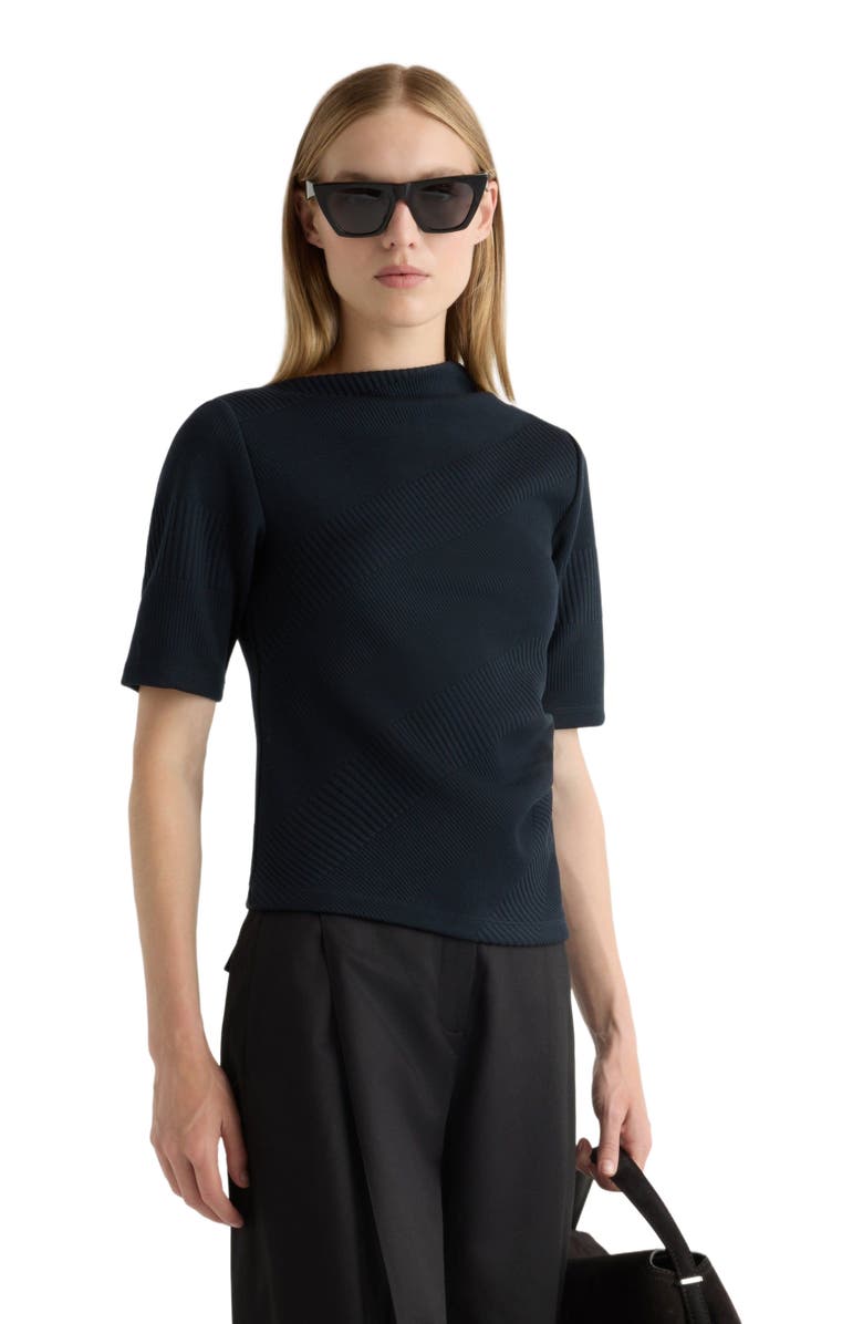 Modern Citizen Pauline Ribbed Asymmetric Neck Top, Alternate, color, Navy