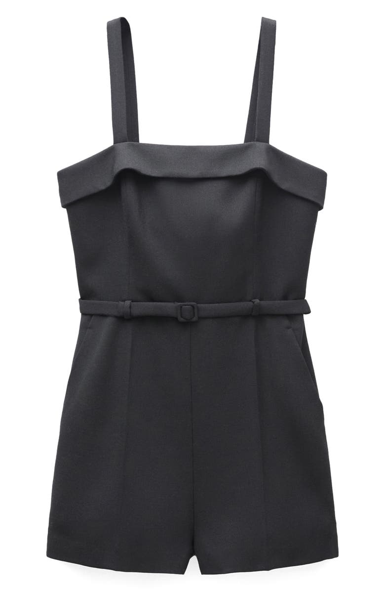 MANGO Belted Square Neck Romper, Alternate, color, 