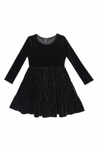 Zunie Kids' Long Sleeve Velvet Tiered Dress