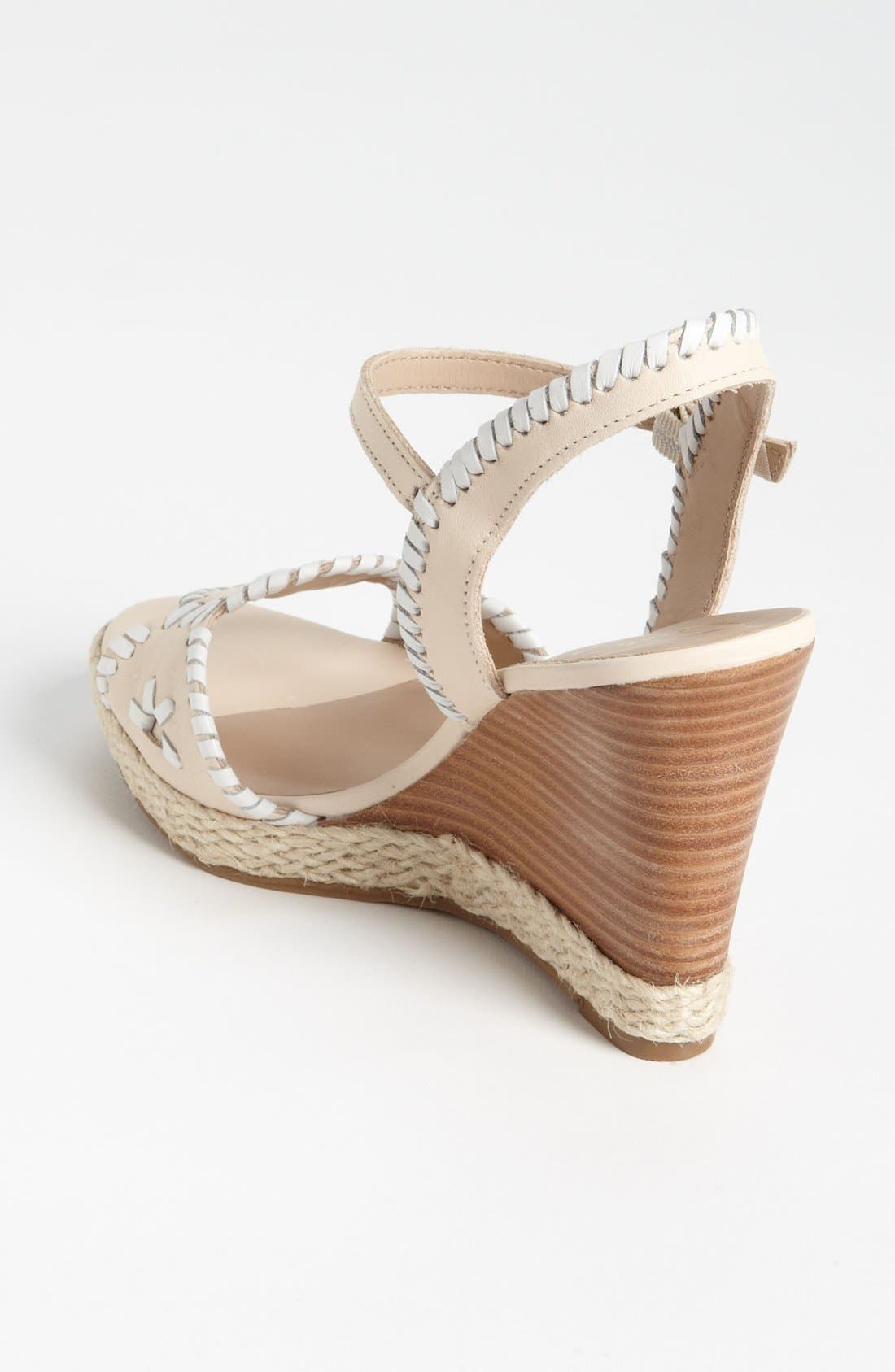 'Clare' Rope Wedge Leather Sandal, Alternate, color, BONE/ WHITE