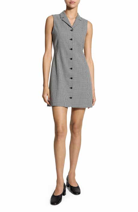 Theory Houndstooth Sleeveless Minidress