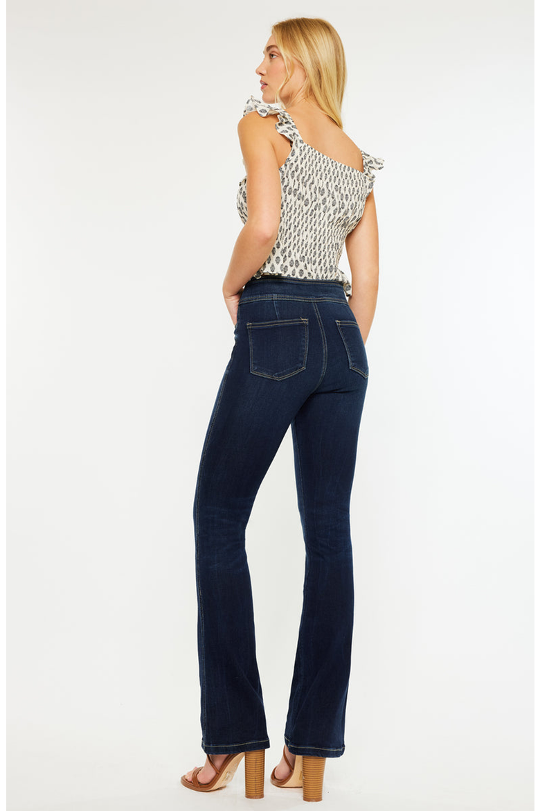 Seren High Rise Exposed Button Bootcut Jeans, Alternate, color, Dark Blue