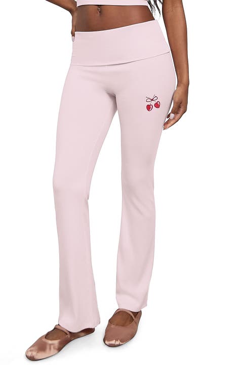 Cherry High Waist Foldover Rib Pants