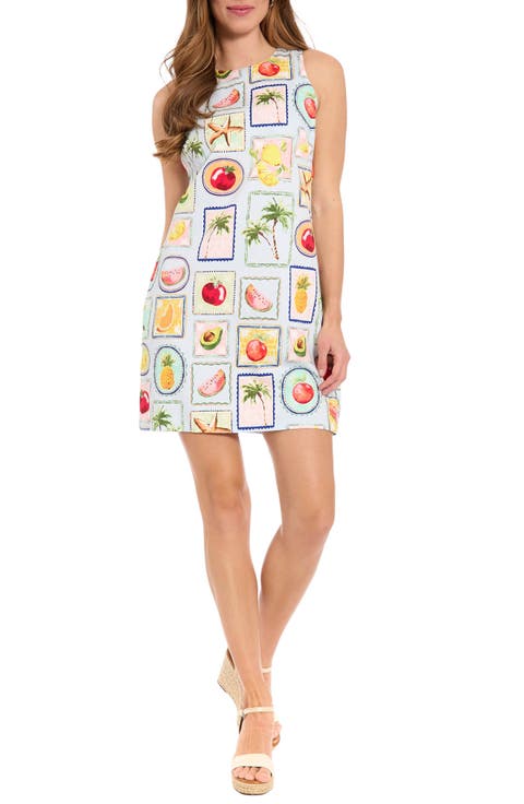 Print Sateen Shift Dress