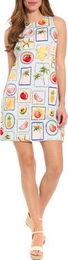 London Times Print Sateen Shift Dress