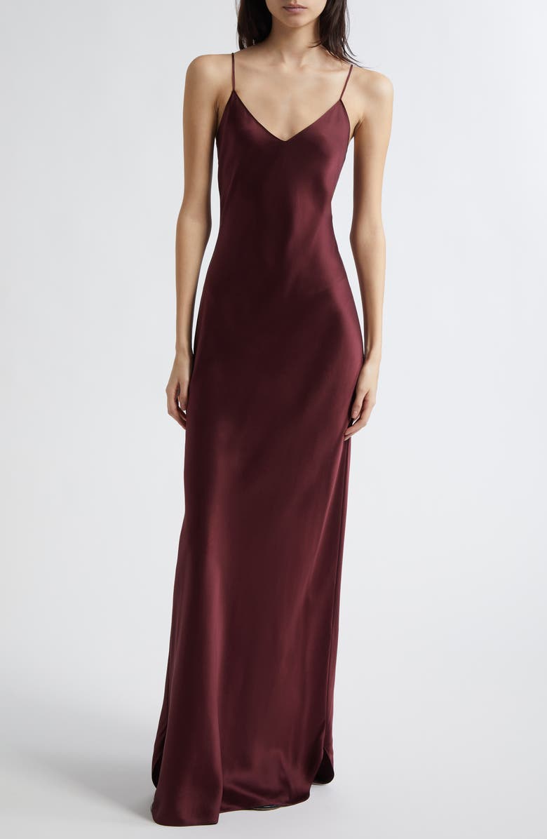 Nili Lotan Cami Silk Slipdress, Main, color, Claret