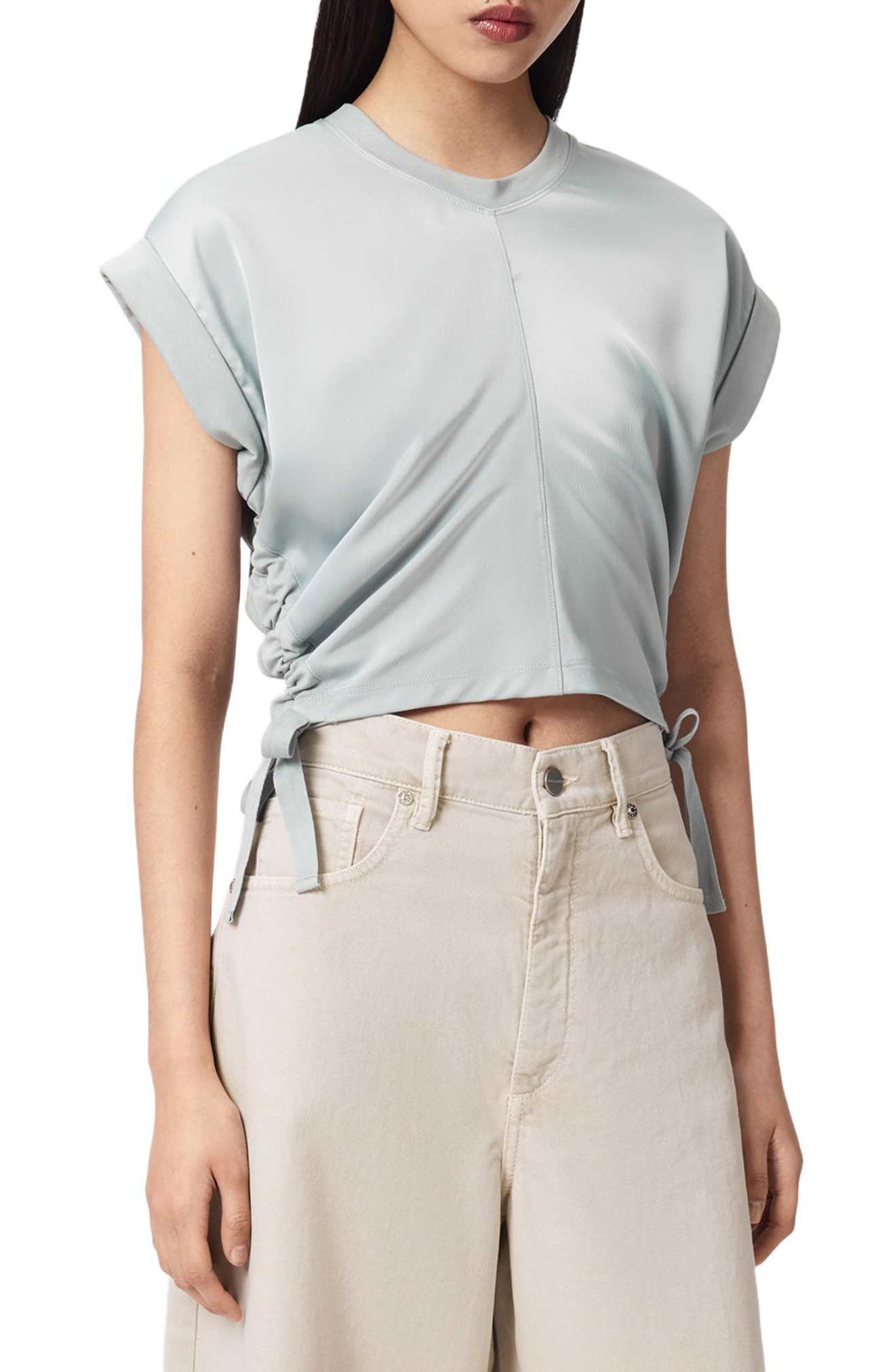Mira Cinched Side Satin T-Shirt - image 3