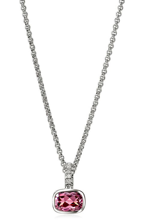 Rhodalite & Diamond Pendant Necklace