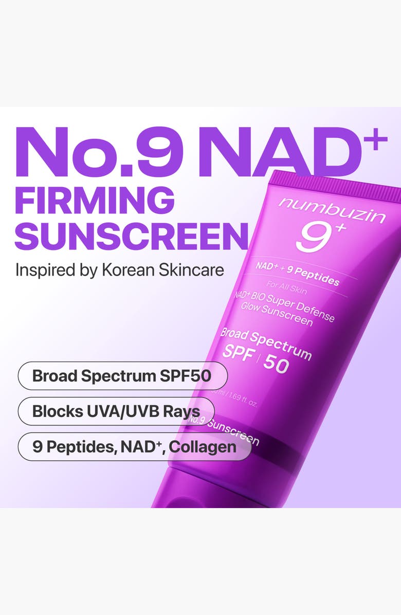 Numbuzin No.9 NAD+ 9 Peptides Broad Spectrum Sunscreen SPF 50, Alternate, color,