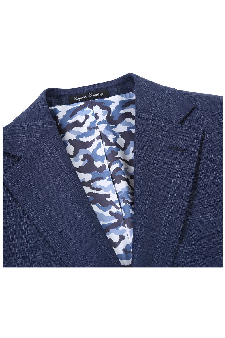 Plaid Trim Fit Notch Lapel Wool Blend Two-Piece Suit, Alternate, color, NAVY