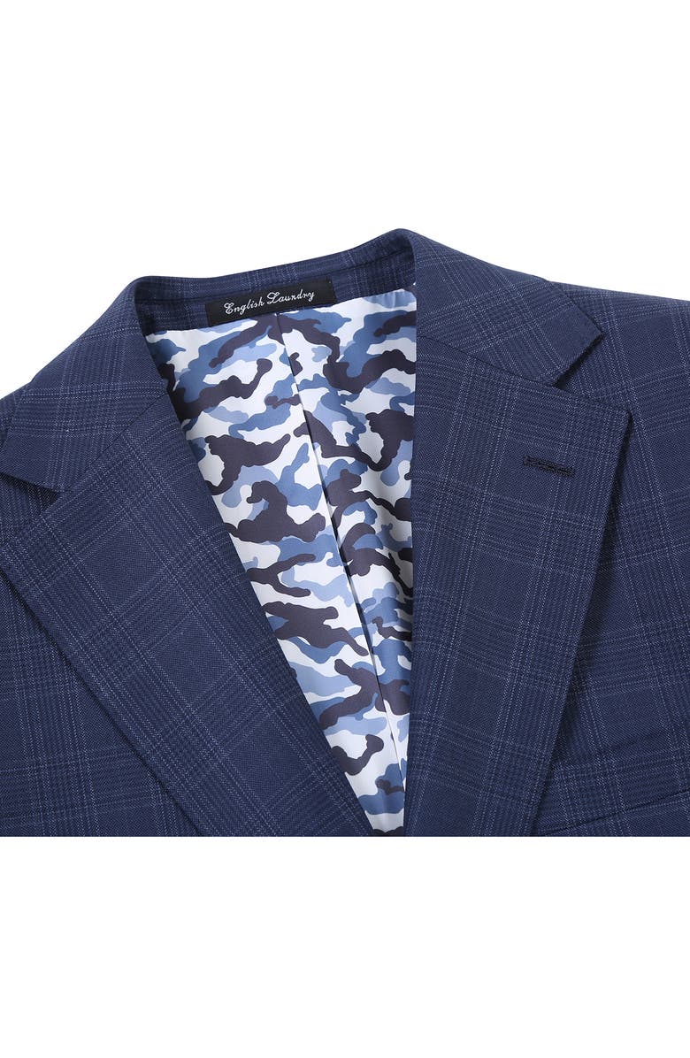 English Laundry Plaid Trim Fit Notch Lapel Wool Blend Two-Piece Suit, Alternate, color, Navy
