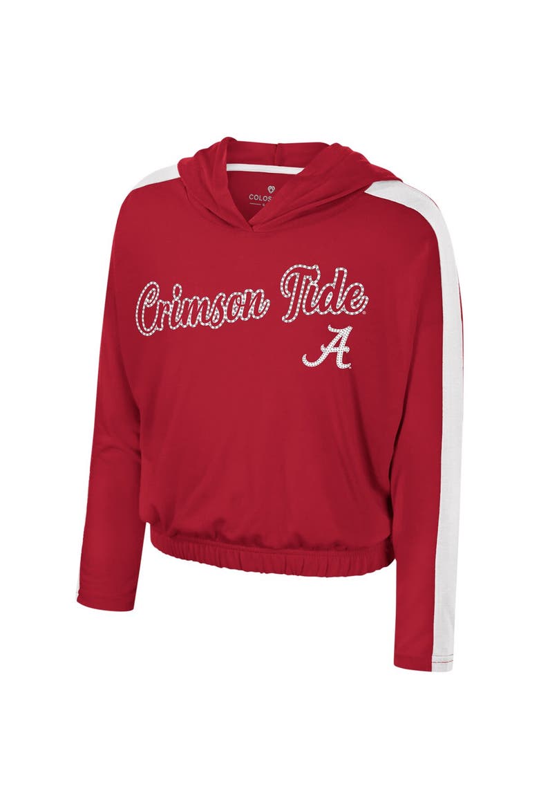 Girls Youth Colosseum Crimson Alabama Crimson Tide Illumination Long Sleeve Hoodie T-Shirt, Alternate, color, Crimson