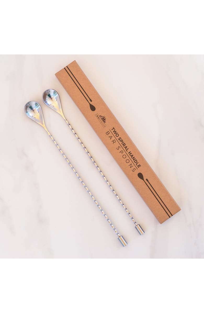 A Bar Above Stainless Steel Bar Spoons, Set of 2 with Spiral Handles, Alternate, color, Stainless Steel