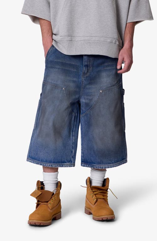 Mnml Ultra Baggy Denim Carpenter Shorts In Blue