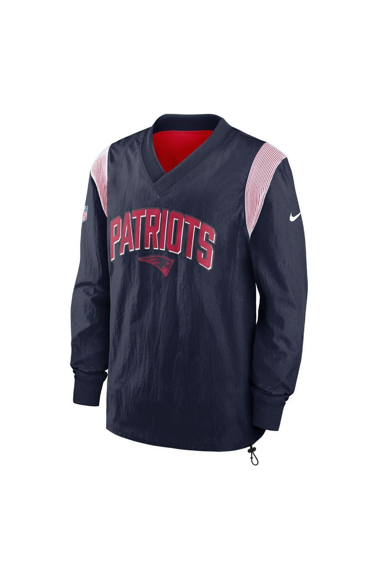 Nike Men's Nike Navy New England Patriots Sideline Athletic Stack V-Neck Pullover Windshirt Jacket, Alternate, color, Navy