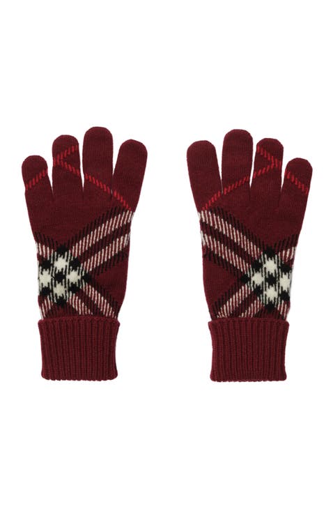 Check Cashmere Blend Gloves