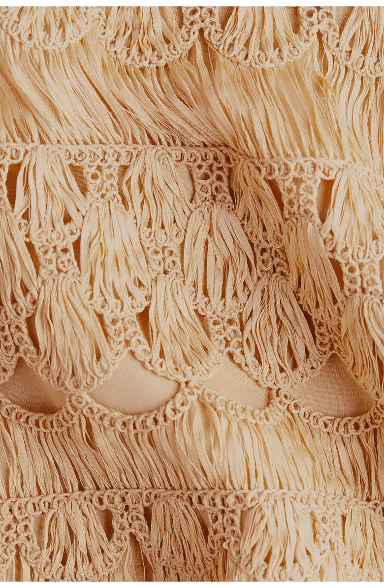 H&M Crochet-look Mini Skirt, Alternate, color, Beige