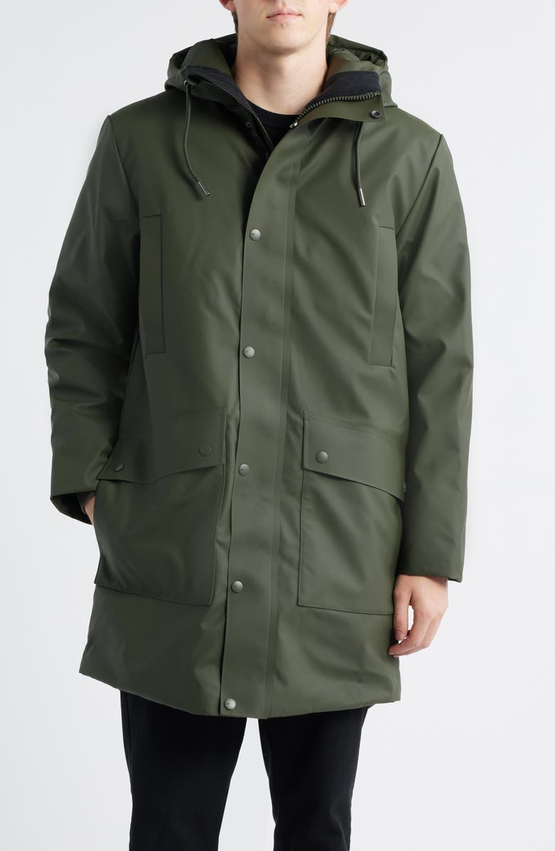 Rains Nome Long Waterproof Parka, Alternate, color, Green