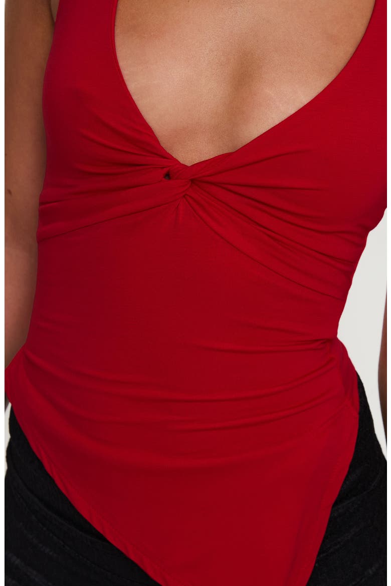 Chilli Asymmetric Halter Top, Alternate, color, RED