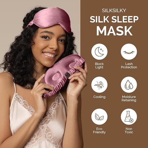 Silksilky 1 Pc 22momme Mulberry Silk 3d Contoured Blackout Eye Mask With Elastic Band