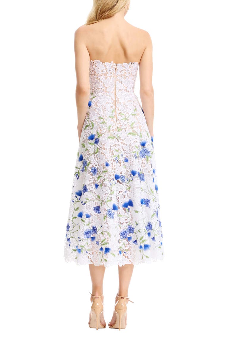 Kailyn Strapless Floral Embroidered Lace Cocktail Dress, Alternate, color, WHITE MULTI