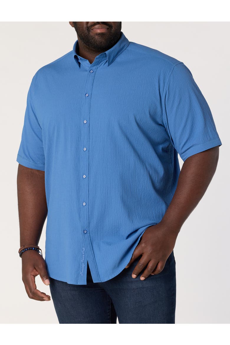 Big & Tall  Thresher Seersucker Sport Shirt, Main, color, BLUE