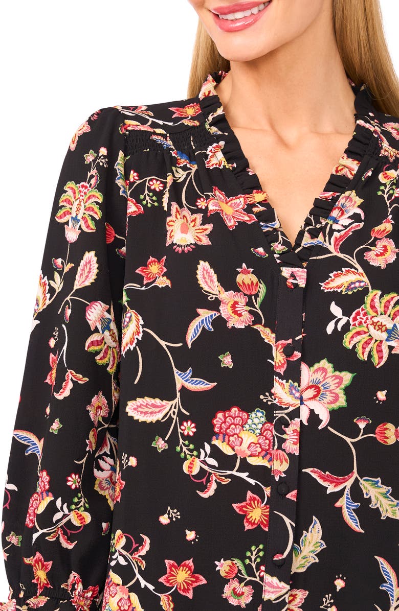 CeCe Ruffle Print Top, Alternate, color, Rich Black