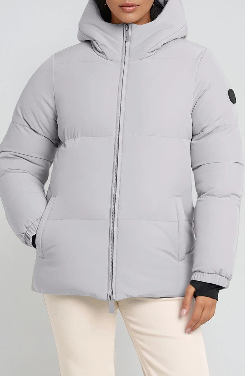 Noize Stacy Water Resistant Hooded Puffer Jacket, Main, color, Silver