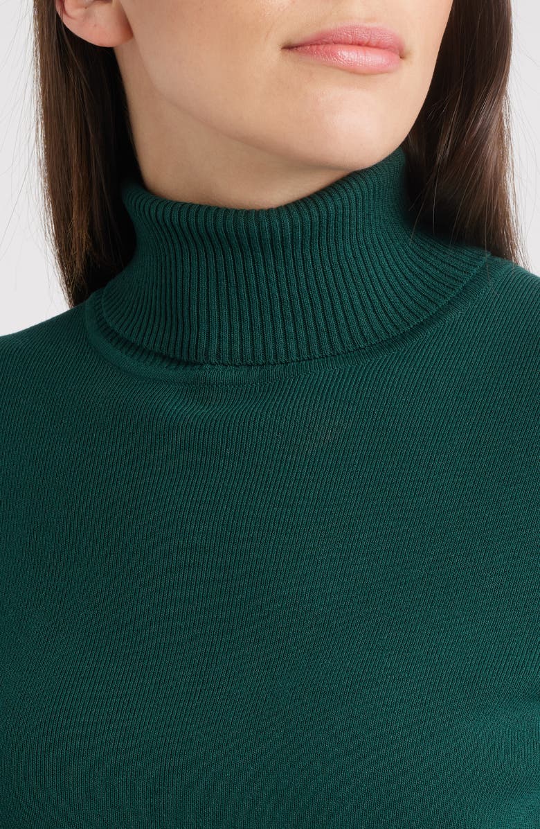 Anne Klein Short Sleeve Turtleneck Sweater, Alternate, color, Pine Forest