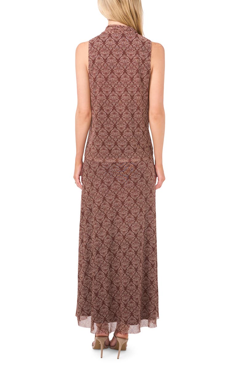 Halogen<sup>®</sup> Ditsy Cowl Neck Sleeveless Mesh Top, Alternate, color, Deep Mahogany