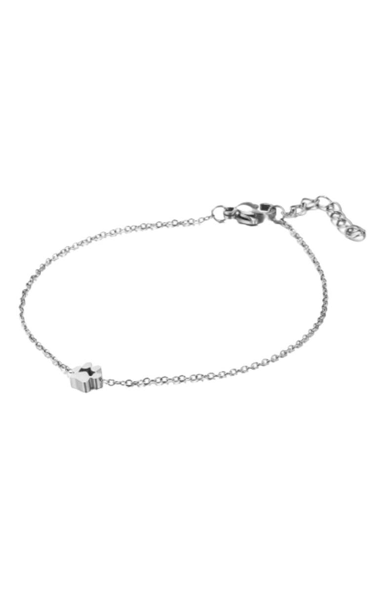 Hollywood Sensation Pawfect Minimalist Mini Paw Charm Bracelet Adjustable, Main, color, Silver