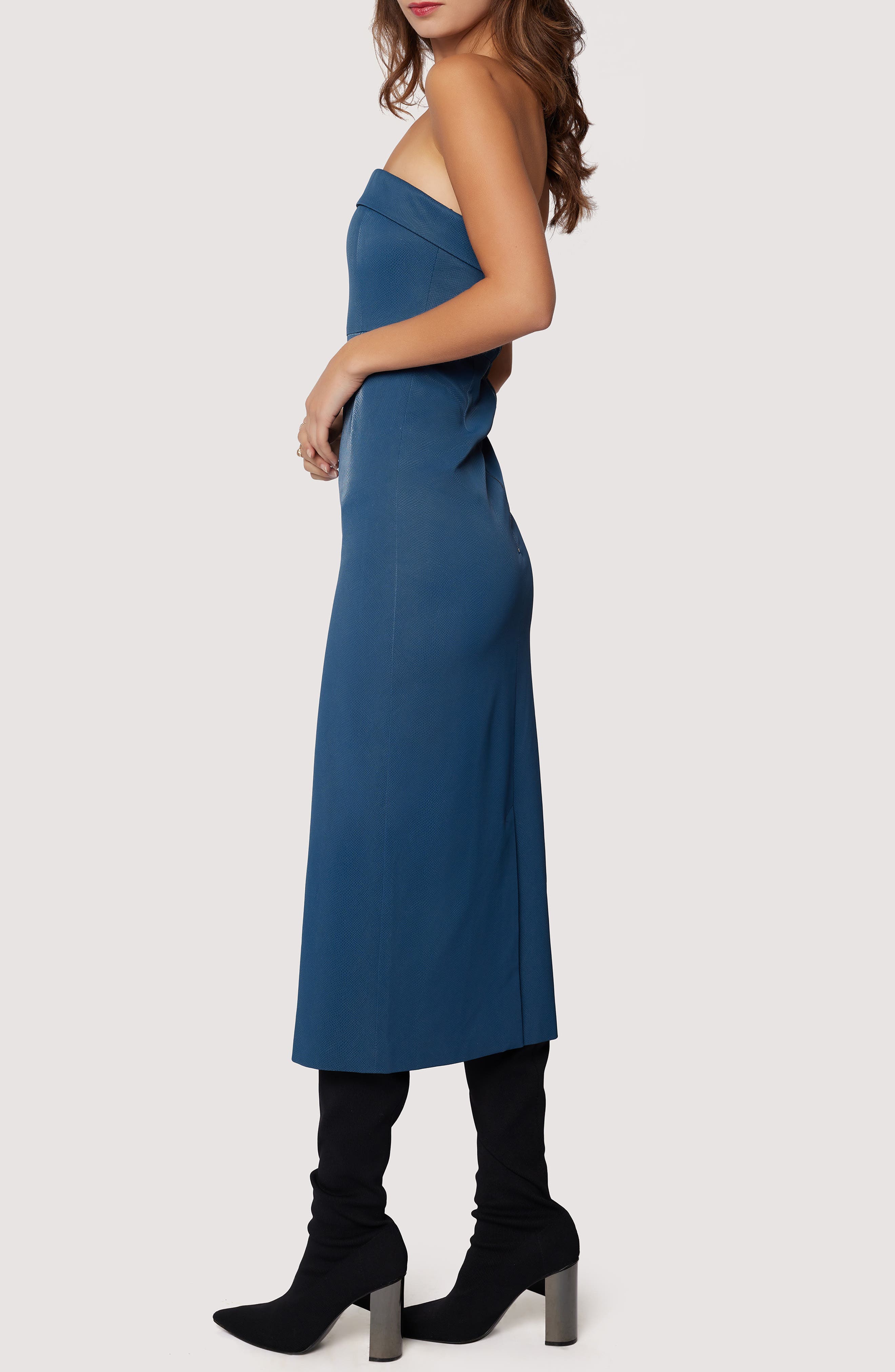 Lost + Wander Isola Strapless Faux Leather Midi Dress (Women) | Nordstrom