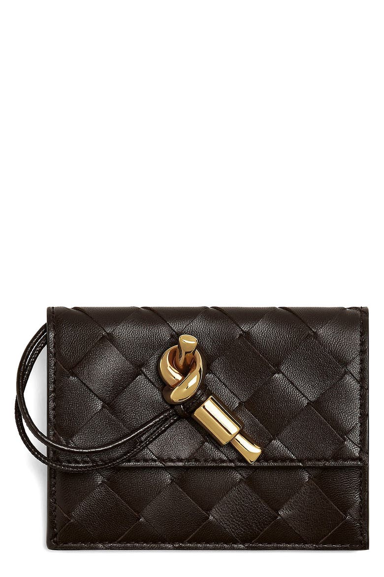 Andiamo Intrecciato Leather Slim Card Case, Main, color, 2190 FONDANT-M BRASS