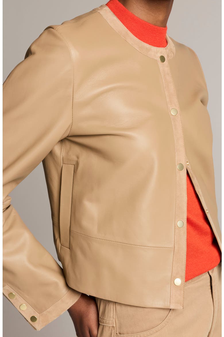 Cropped Leather Jacket, Alternate, color, CARMELLO