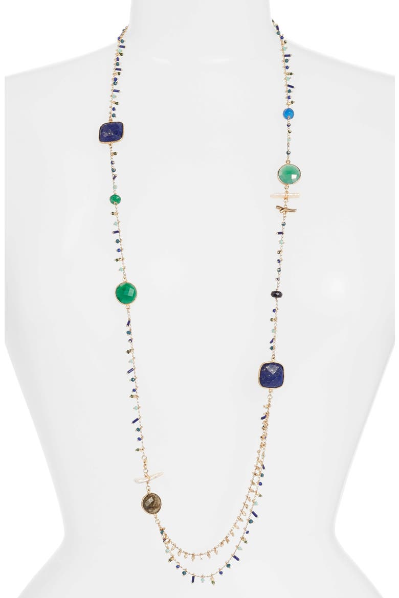Serti Pondichery Stone Necklace, Main, color, BLUE/ GREEN