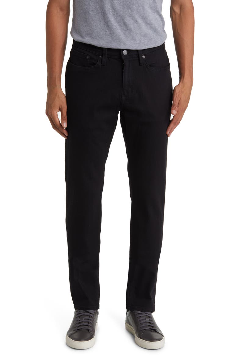 Relaxed Tapered Performance Denim Jeans, Main, color, BLACK