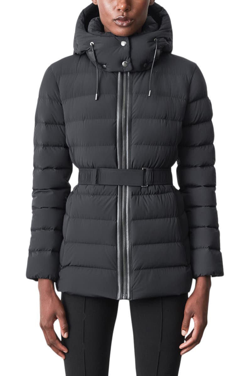 Mackage Jazmin Belted Down & Feather Puffer Jacket, Main, color,