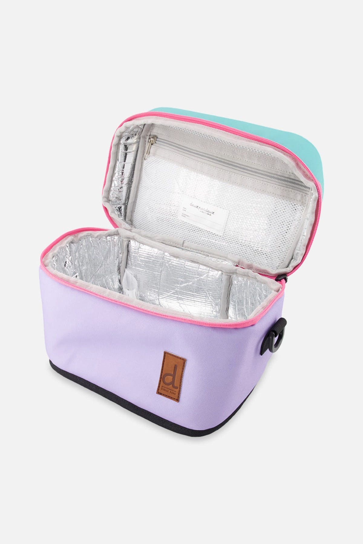 Deux par Deux Durable Spacious Functional Classic Lunch Box, Alternate, color, Turquoise Blue, Pink And Mauve