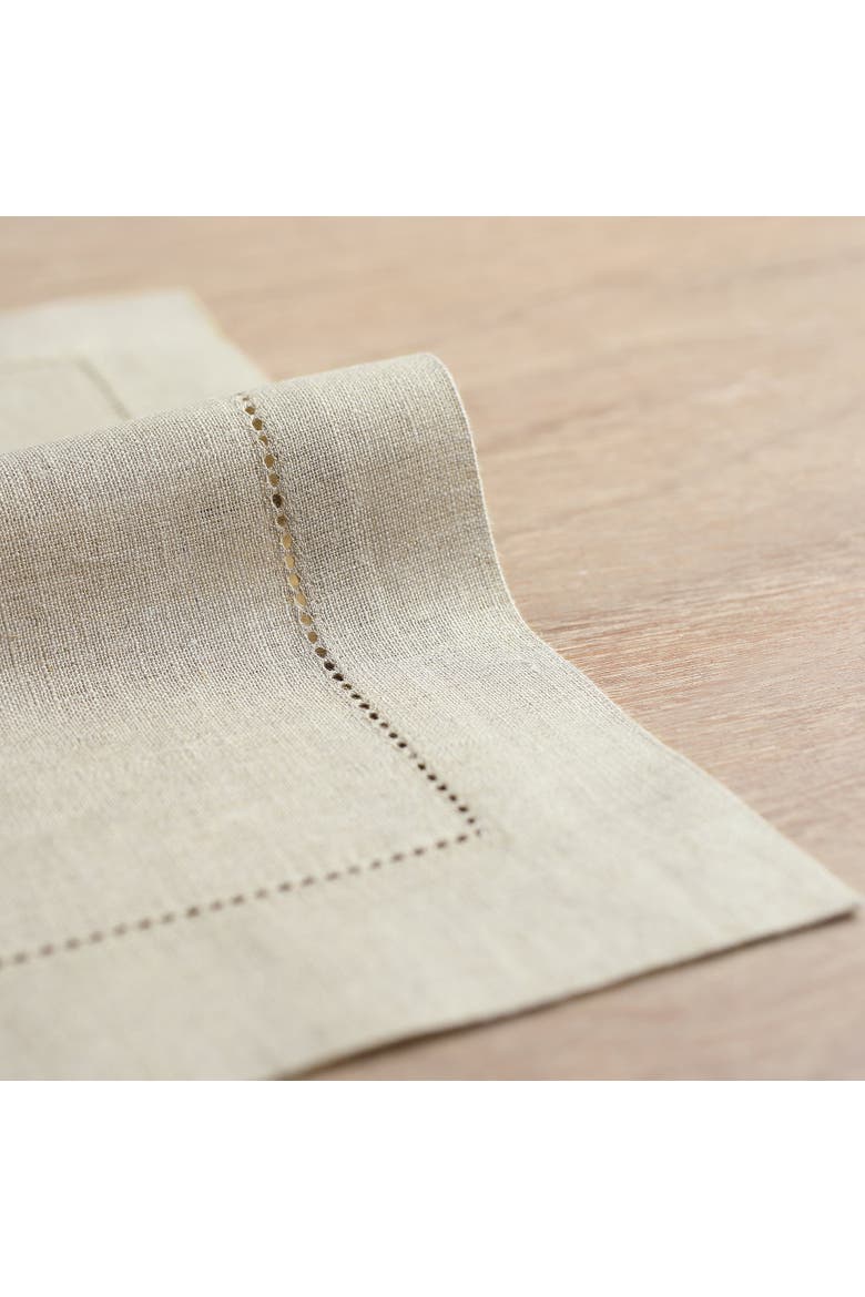 Linen Placemats Set of 6, 14 x 19 Inch - Classic Hemstitch, Alternate, color, Natural
