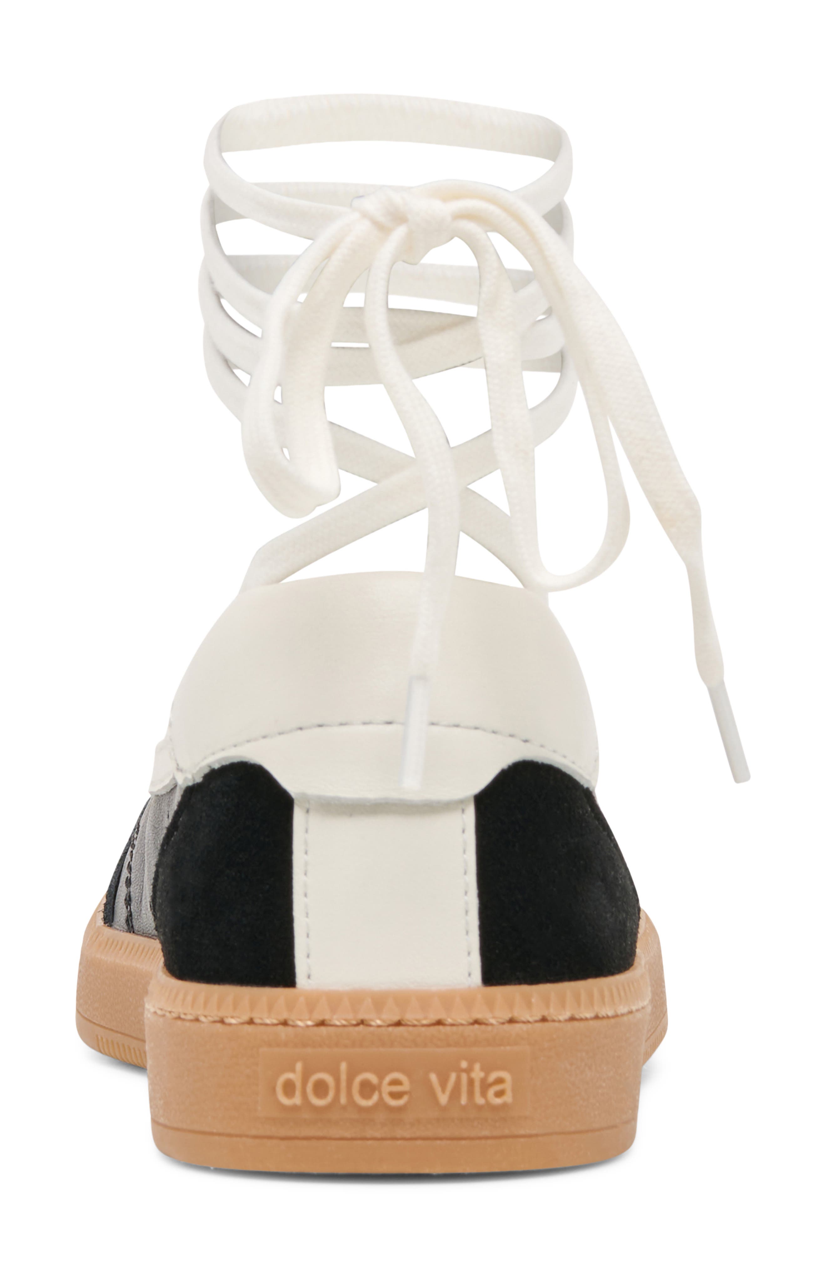 Dolce Vita Nyomie Wraparound Ankle Strap Sneaker, Alternate, color, Black Leather