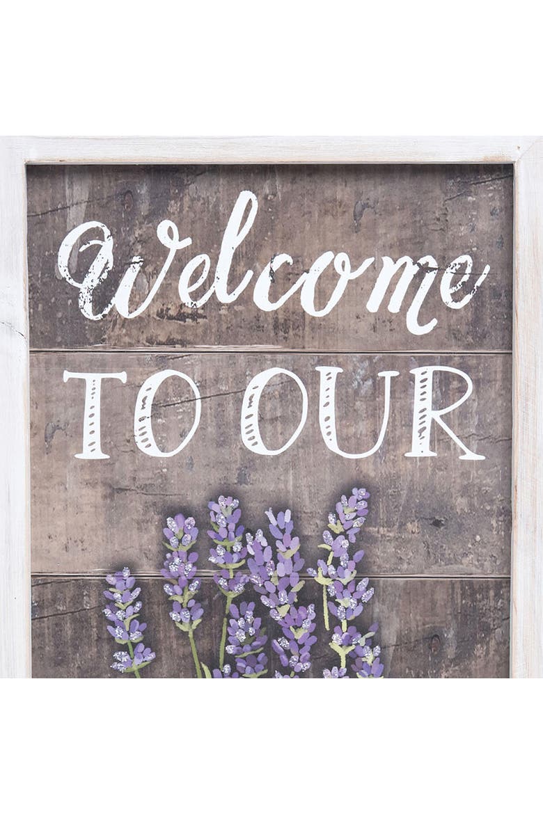 "Welcome to Our Farmhouse" Lavender Flowers Decorative Wall Sign 9.5" x 18.75", Alternate, color, Purple