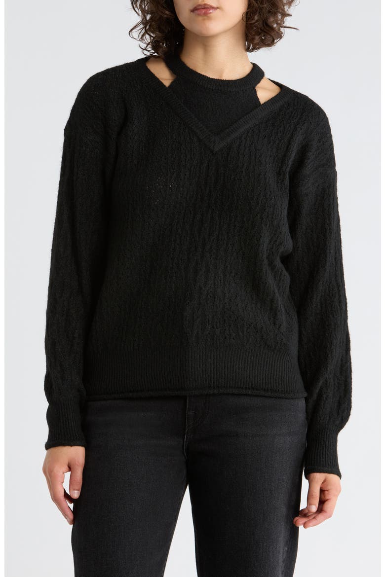 Cutout Sweater, Main, color, BLACK