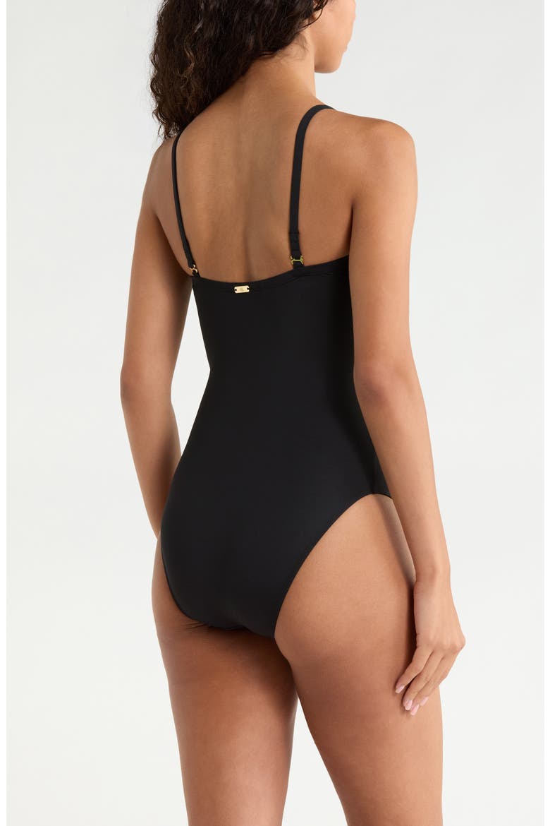 V-Wire One-Piece Swimsuit, Alternate, color, BLACK