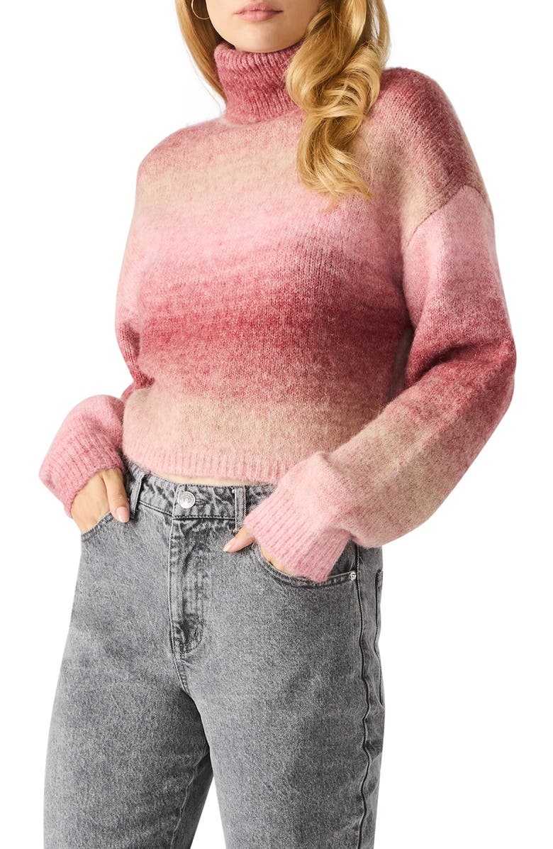 Steve Madden Raegann Ombré Stripe Turtleneck Sweater, Alternate, color, Pink Multi