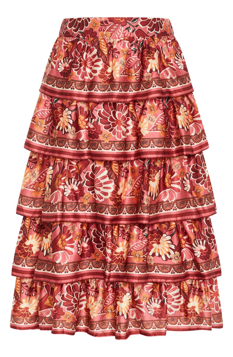 City Chic Allie Floral Tiered Skirt, Alternate, color, Rose Print