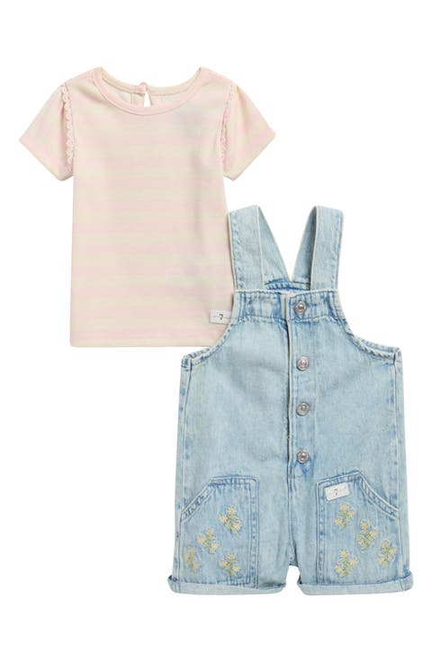 Rib T-Shirt & Denim Shortalls Set (Baby)