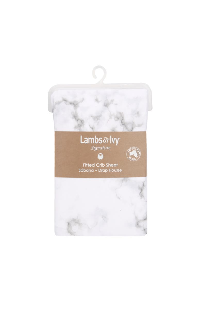 Lambs & Ivy Signature Marble Organic Cotton Fitted Crib Sheet, Alternate, color, Gray