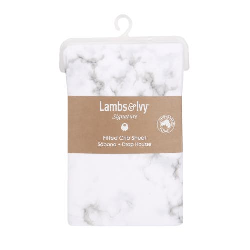 Lambs & Ivy Signature Marble Organic Cotton Fitted Crib Sheet In Gray